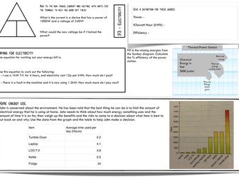 21st Century science, P1,2,3 revision sheets.