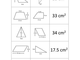Area of triangles, parallelograms and trapeziums