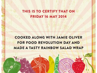 Jamie's live TES cooking lesson: Certificate