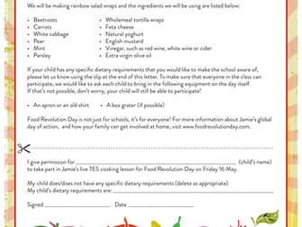 Jamie's live TES cooking lesson: Parents' letter