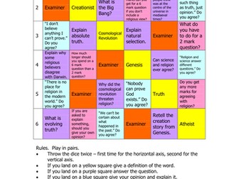 Religion and Science revision grid game