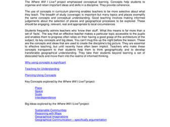 Where Will I Live? - Key Concepts and Big Ideas