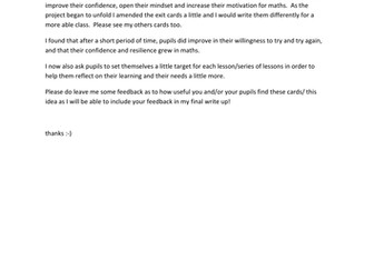 Trial and Improvement exit card activity