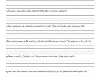 Edexcel iGCSE Speaking practice topic D