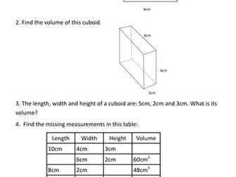 Volume worksheet