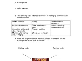 Start up costs and running costs worksheet