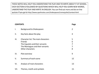 Romeo and Juliet guide and activities