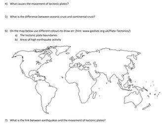 Tectonic plates and continental drift homework