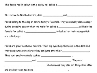 Nocturnal Animals Cloze Procedure