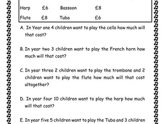 Maths worded problems focus on 8 & 6 times table