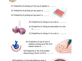 Introductory worksheet or revision on probability