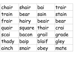 Buried Treasure words and board