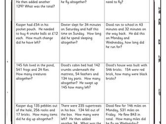 Year 4/5 2 step add/subtract word problems