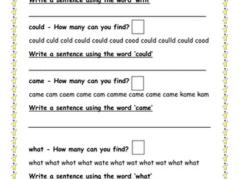 Spelling high frequency words