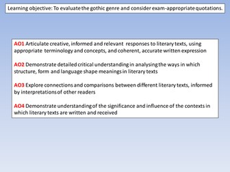 AQA Literature B Gothic Unit - Finding quotes