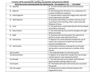 Year 8 Assessment on Christianity