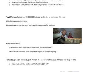 Celebrity percentages