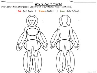 Where Is It Safe To Touch? PSHE Worksheet