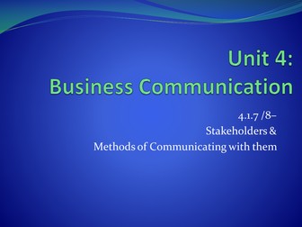 Edexcel GCSE Unit 4_Topic 2 Business Communication