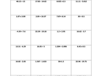 Decimal Routes - Calculations involving decimals