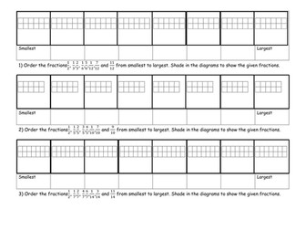 Ordering fraction activity and worksheet