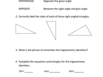Trigonometry finding a length checklist