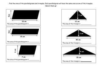 Area of triangle and parallelogram worksheet
