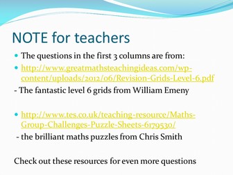 Level 6 Maths Jeopardy Revision and Puzzles