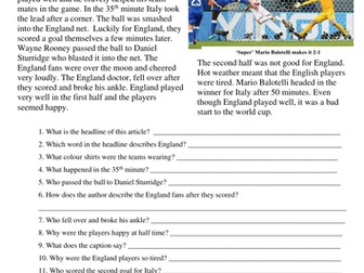 World Cup Reading Comprehension