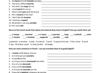 Translating false cognates & homonymns in French