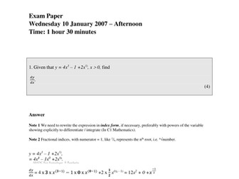 C1 January 2007 Worked  Exam Questions