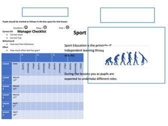 Dance Record Booklet with Ideas and Job Roles