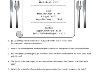 Combinations of events - dinner party