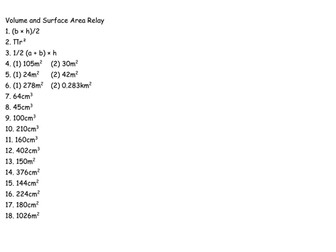 Volume and Surface Area Relay