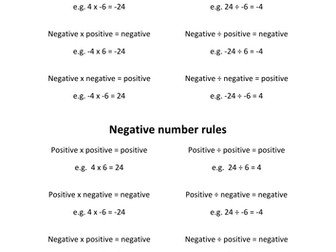 Negative numbers multiply/divide rules