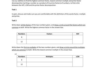 Investigation (HCF, LCM, PFD)