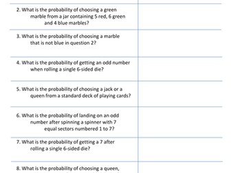 Basic probability worksheet