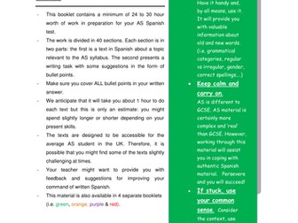 Writing booklets for AS Spanish