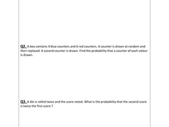 Probability Trees Worksheets (Conditional and Non)