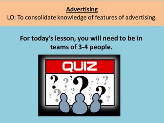 Advertising quiz- end of term.