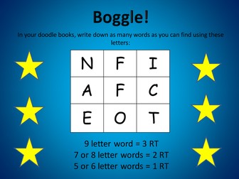 Morning activities - BOGGLE!