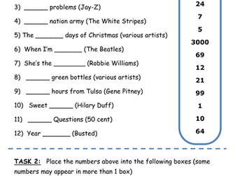 Types of number pop music quiz