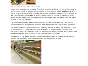 Edexcel GCSE Unit 3 - Managing Stock and Quality