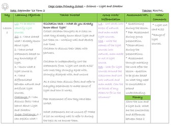 Year 3 Light Planning