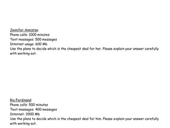 Functional Skills -Mobile Phone Deals