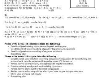 Foundation Equations  & Inequalities assessment