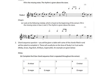 GCSE Music Edexcel Listening Exam Style Questions