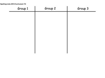 Spelling Lists - 2014 Curriculum Y4 (or 3) Words