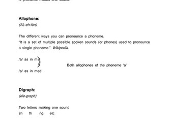 Glossary of Phonics and Literacy Terms