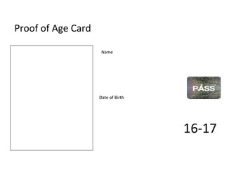 Proof of Age Cards worksheet